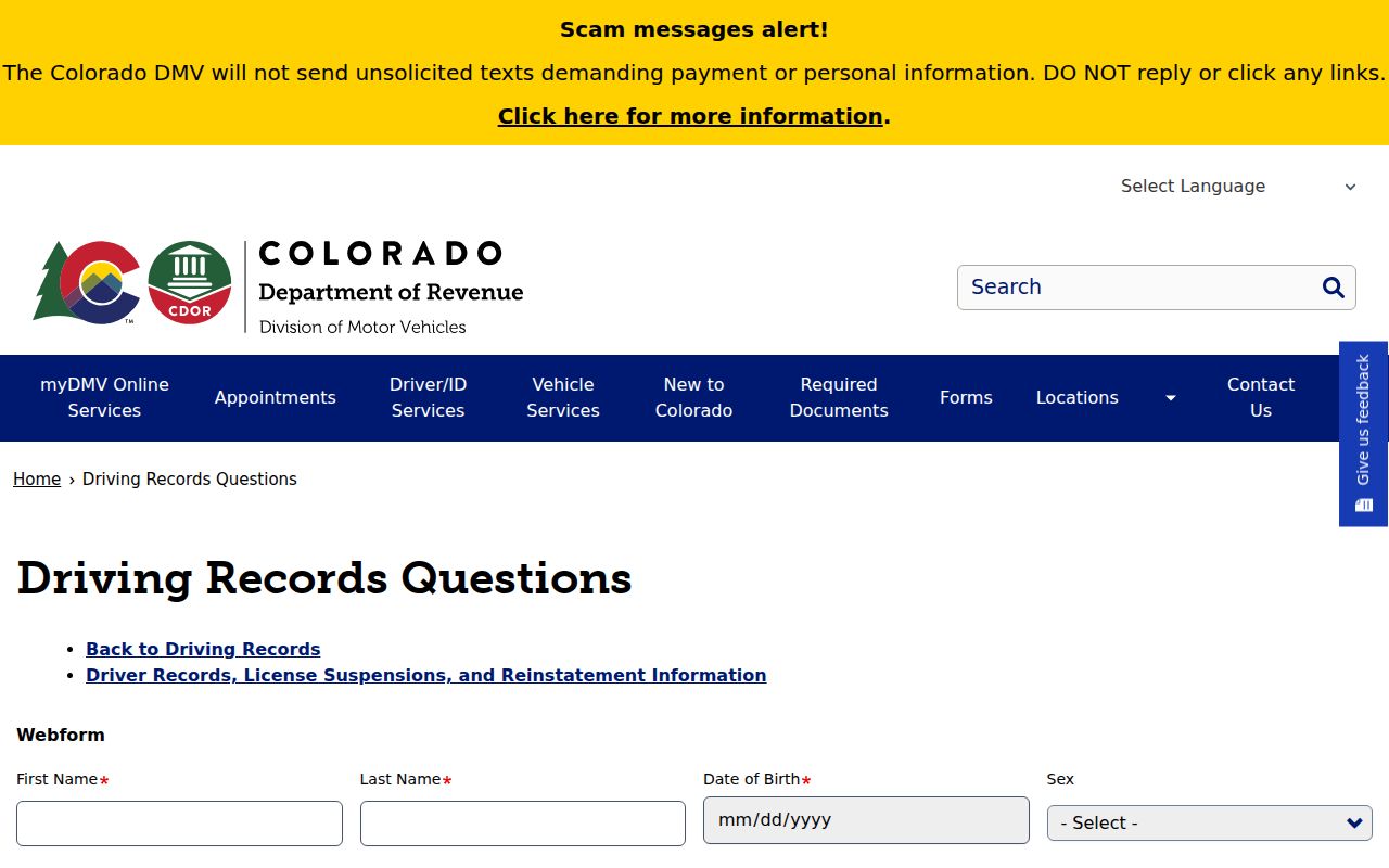 Boulder County Clerk of Court records compared with Colorado DMV record questions