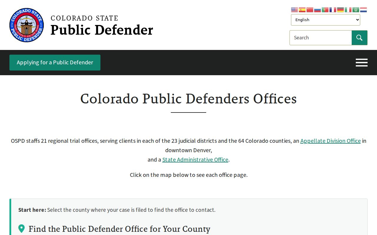 Boulder County arrest records Colorado Public Defender statewide offices