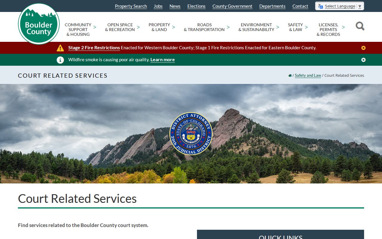 Boulder County arrest records court-related services and charge paths