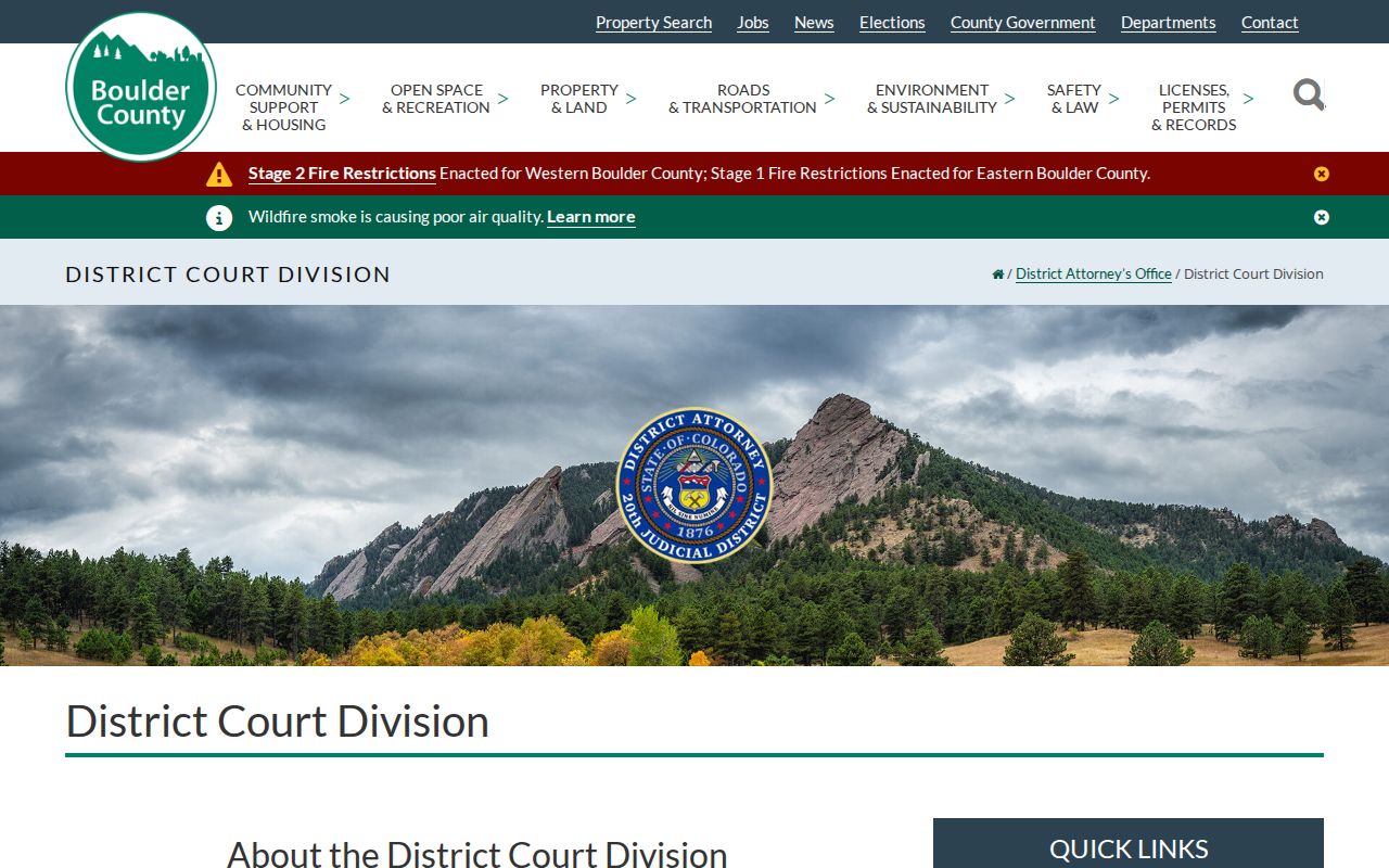 Boulder County criminal court records DA District Court Division