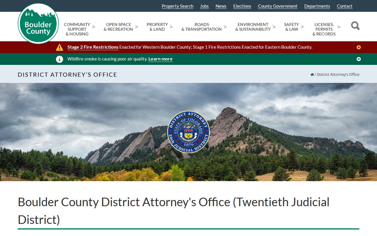 Boulder County court records District Attorney page